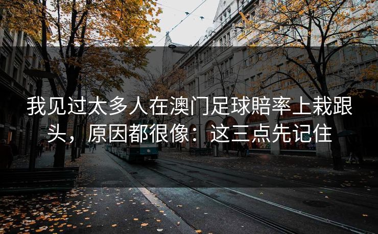 我见过太多人在澳门足球賠率上栽跟头，原因都很像：这三点先记住